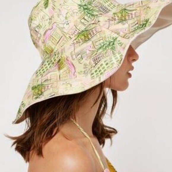Nasty Gal Accessories - Landscape Print Large Brim Bucket Hat